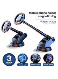 Generic Magnetic Car Mount, Equipped with Two Steel Rings, Car Phone Holder, Suitable for i Phone 14/13/12/All Smartphones-Telescopic  - Image 1