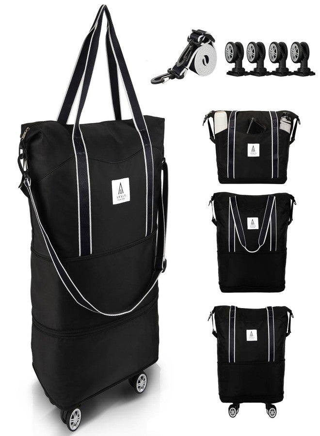 Arxus Carry On Luggage for Airplane, Rolling Duffle Bag with Detachable Wheels and Adjustable Shoulder Strap, Expandable Foldable Wheeled Travel Bag with Suitcase Sleeve for Women, Weekender 25L-55L - Image 1