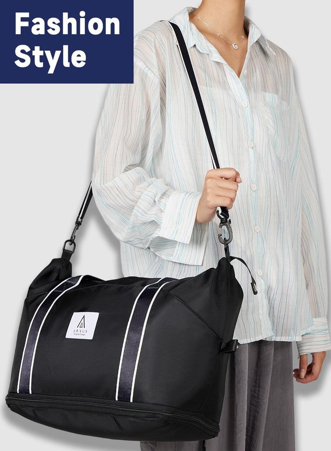 Arxus Carry On Luggage for Airplane, Rolling Duffle Bag with Detachable Wheels and Adjustable Shoulder Strap, Expandable Foldable Wheeled Travel Bag with Suitcase Sleeve for Women, Weekender 25L-55L - Image 2
