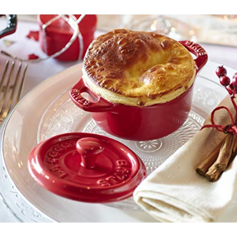 Ceramic 10cm Cherry Mini Cocotte for microwave, oven and freezer use; high-grade ceramic with enamelled surface; dishwasher safe - Image 4