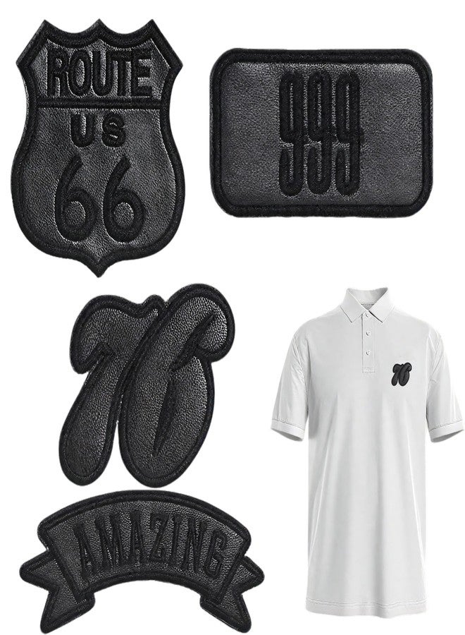 TARINI Black Patches for Clothes, Leather Repair Patch, 4 Pcs Black Self-Adhesive Repair Patches - No-Sew Fabric Stickers for Down Jackets, Leather Coats, Bags & Clothing - Image 1