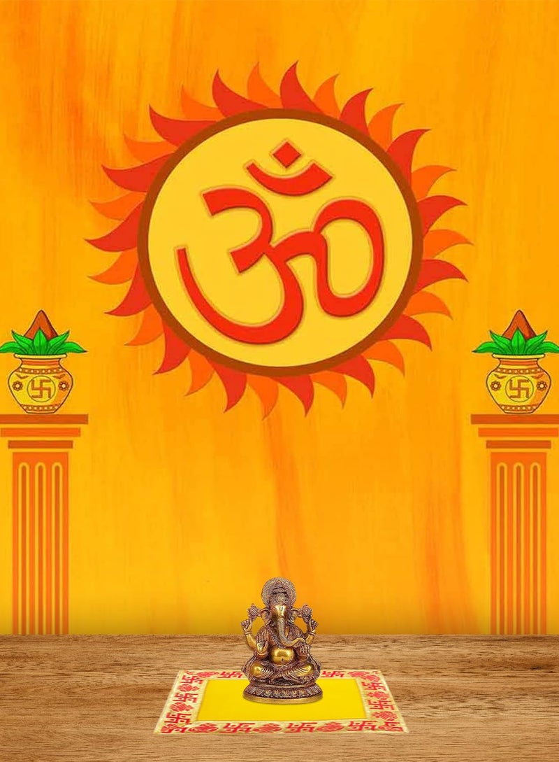 Dulhan DLC Set of 2 Yellow Velvet Altar Cloth with Swastik Small Size Ganpati Baithak Pooja Aasan Cloth for God Puja Chowki Cover Kapda for Home Mandir Temple by Dulhan Size 8 x 10 inches - Image 5