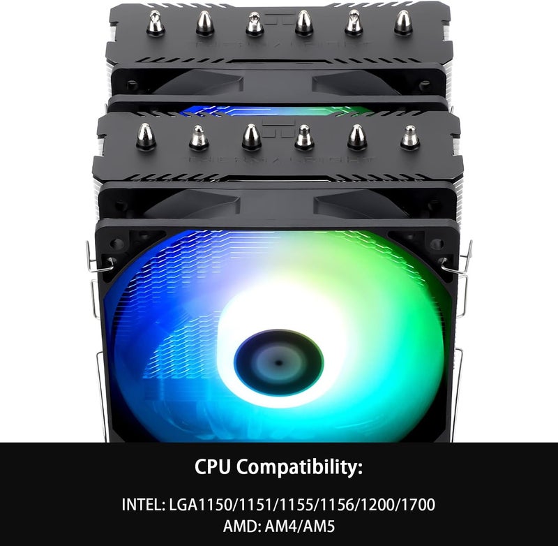 Thermalright Peerless Assassin 120 SE ARGB CPU Air Cooler, 6 Heat Pipes CPU Cooler, Dual 120mm TL-C12C-S PWM Fan, Aluminium Heatsink Cover, AGHP Technology, for AMD AM4 AM5/Intel 1700/1150/1151/1200 - Image 3
