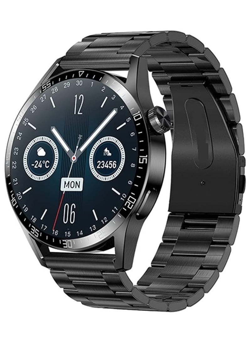Haino Teko HainoTeko-4 GT4 Waterproof Smartwatch with Round Shape AMOLED Display AI Voice Assistance 3 Pair Straps and Wireless Charger Designed for Men Black - Image 1