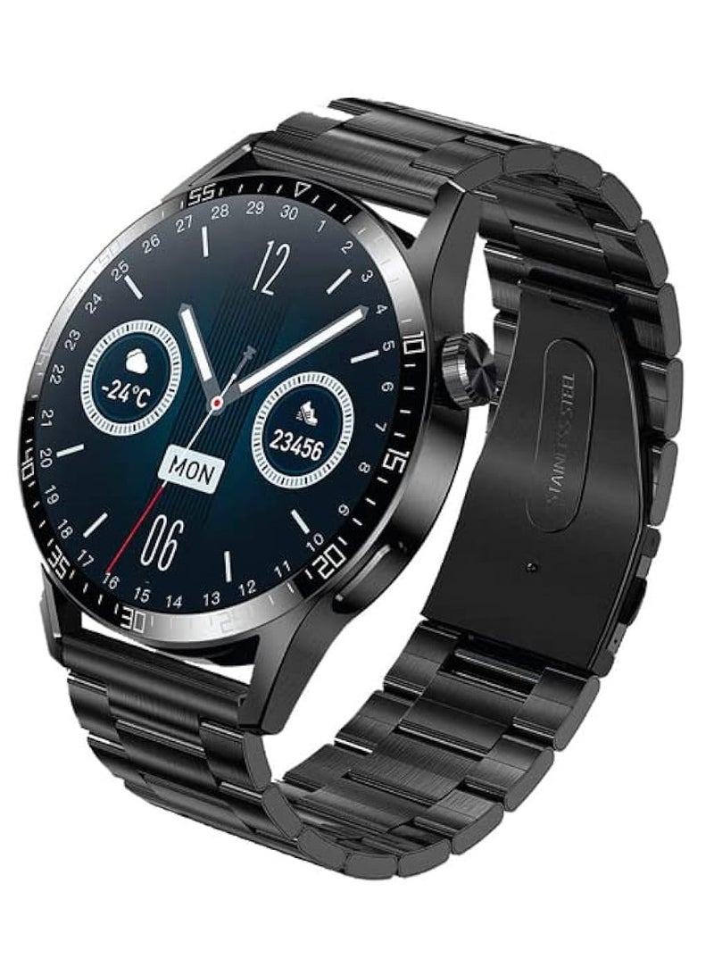 Haino Teko HainoTeko-4 GT4 Waterproof Smartwatch with Round Shape AMOLED Display AI Voice Assistance 3 Pair Straps and Wireless Charger Designed for Men Black - Image 2