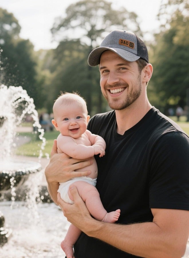 HAFOUXIGM Dad Est 2026 Trucker Hat for First Time Dad, Gifts for New Daddy Husband from Daughter Son Wife, Grey - Image 3