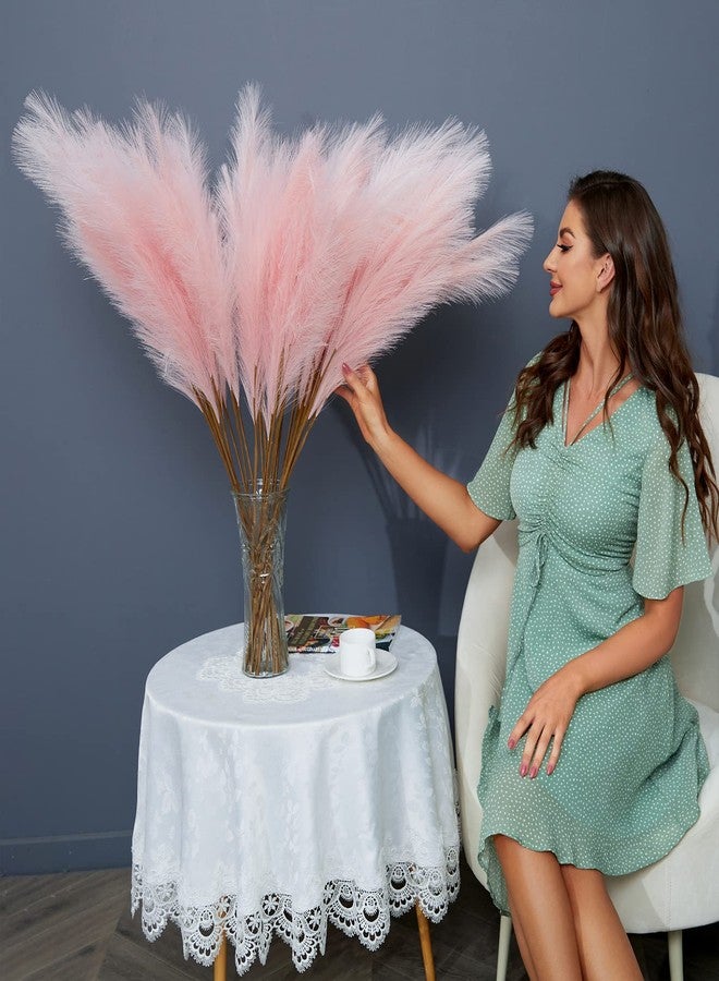 FOTEEWL مجموعة FOTEEWL من 8 قطع من عشب البامباس الصناعي، ارتفاع 38 بوصة/3.1 قدم، أغصان عشب البامباس الصناعية الكبيرة، نباتات لتزيين الأرضيات والمزهريات والديكور المنزلي البوهيمي (وردي) - Image 4