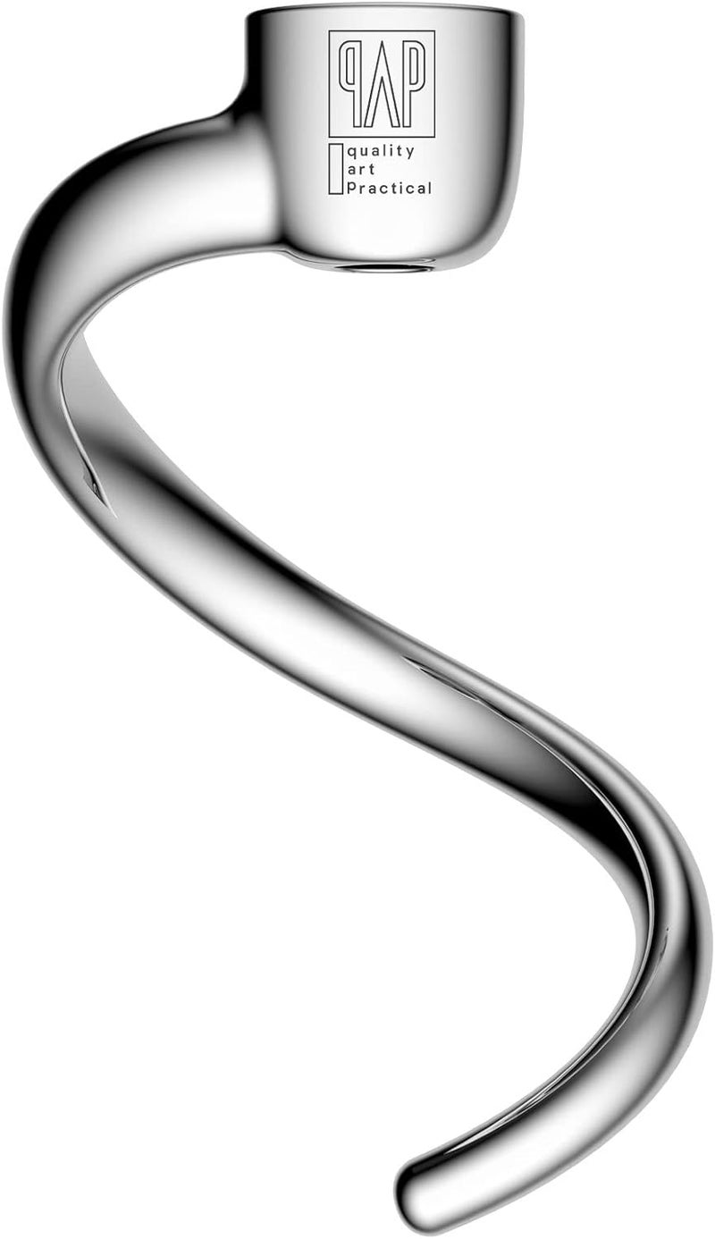 qAp quality art Practical بديل خطاف العجين الحلزوني من الفولاذ المقاوم للصدأ لخلّاطات كيتشين إيد 4.5QT و 5QT، مقاوم للصدأ وسهل التنظيف، عجن فعال للخبز، البيتزا، المعكرونة، البسكويت - Image 1