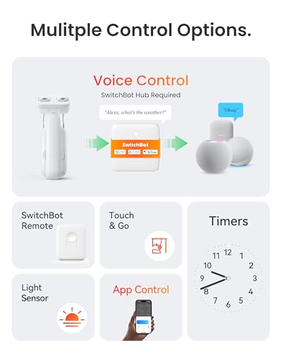 SwitchBot Smart Automatic Curtain Opener 2 Pack with Hub Mini WiFi Remote Control with AppTimer Performance Upgrade Compatible with Alexa Google Home HomeKit - Image 3
