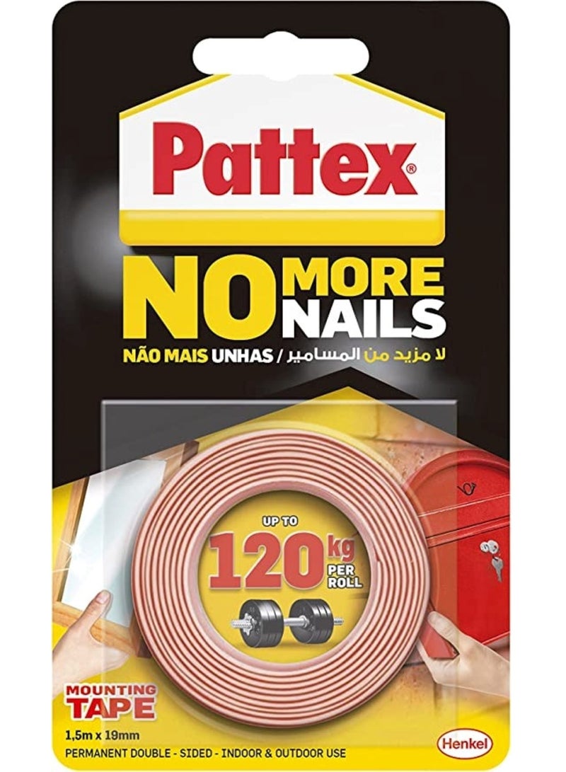 Pattex Double Sided Tape For Reliable Instant Bonding, Multipurpose Adhesive Tape, Adhesive Strips For Indoor Outdoor Use 120 kg - Image 1
