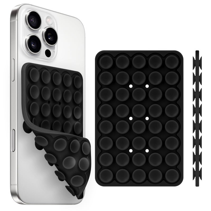 Yojaro Silicone Suction Cup Phone Case Mount Double Sided, Phone Accessories Hands-Free Strong Grip Holder for Selfies and Videos, Silicon Phone Stand for iPhone and Android Black - Image 1
