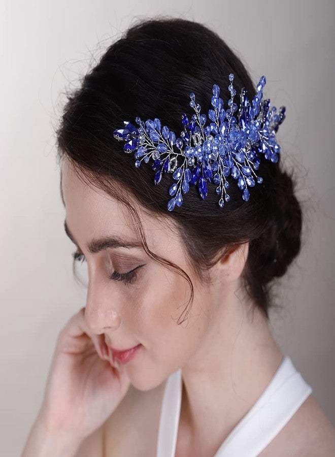 BERYUAN Crystal Hair Comb Beaded Hair Slide Comb for Bride Women Purple - Image 5