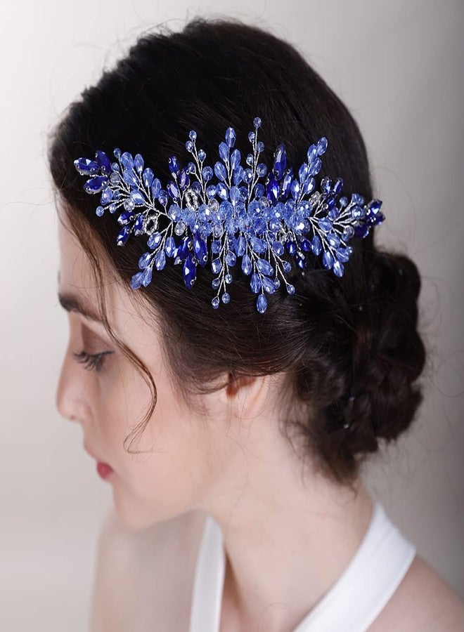 BERYUAN Crystal Hair Comb Beaded Hair Slide Comb for Bride Women Purple - Image 4