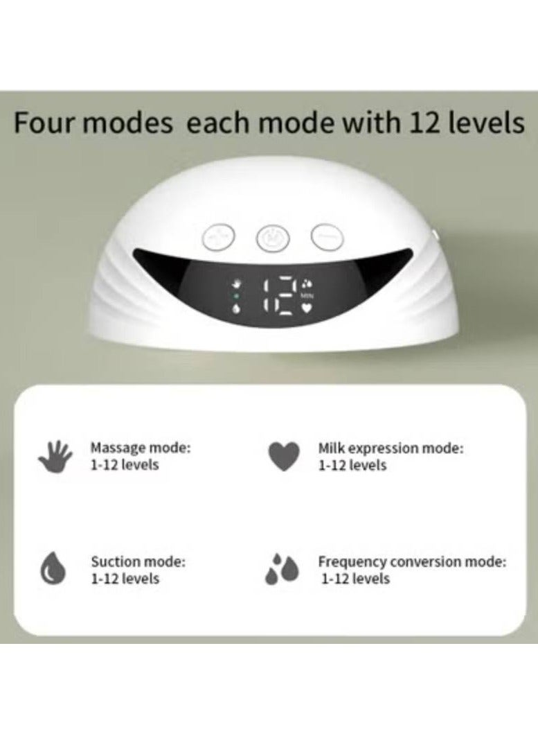Wearable Electric Breast Pump Hands Free Milk Extractor with LED Display Four Modes and Twelve Levels Two Pieces - Image 4