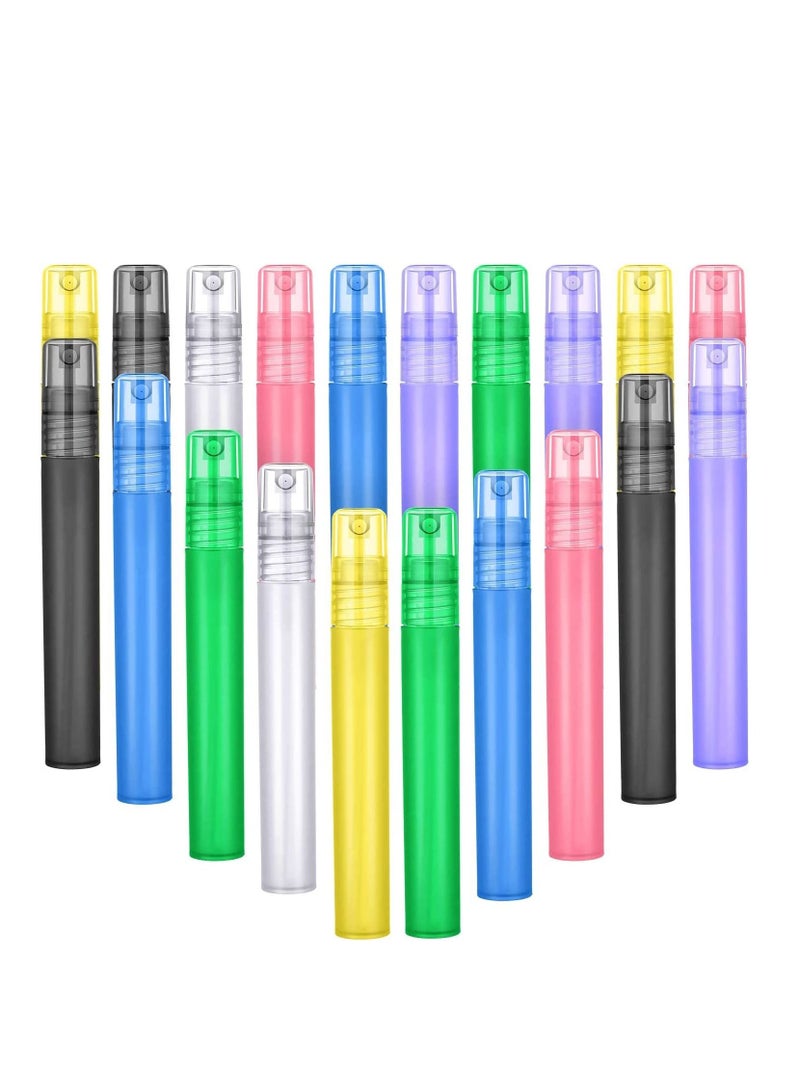Spray Bottle Plastic Frosted 10 ml 0.34 oz Fine Mist Bottles Colorful Empty Refillable Perfume Portable Container for Essential Oils Travel 20 Pieces - Image 1