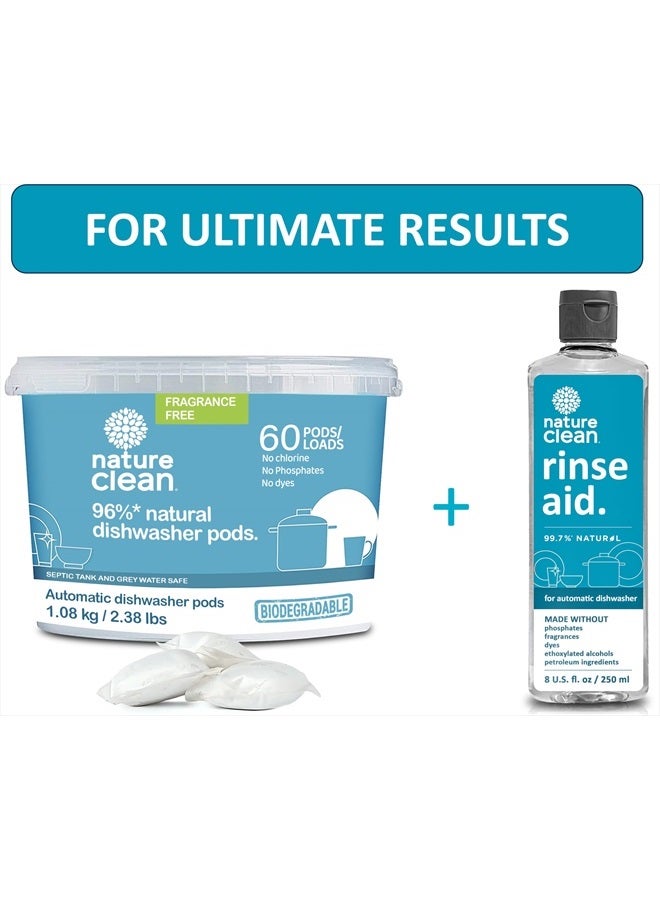 nature clean Non Toxic Dishwasher Detergent Pods Unscented - 60 Count, Phosphate Free All Natural Dishwasher Pods for Sparkling Dishes, Hard Water Dishwasher Soap Pods, Dishwashing pods Dish washing.  - Image 5