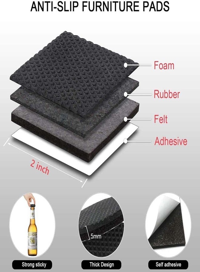 Marve 32 Pcs Chair Leg Floor Protector | Self Adhesive Furniture Leg Cap | Non Slip Square Chair Leg Rubber Cap | Noise Insulation Bush for Furniture - Image 4
