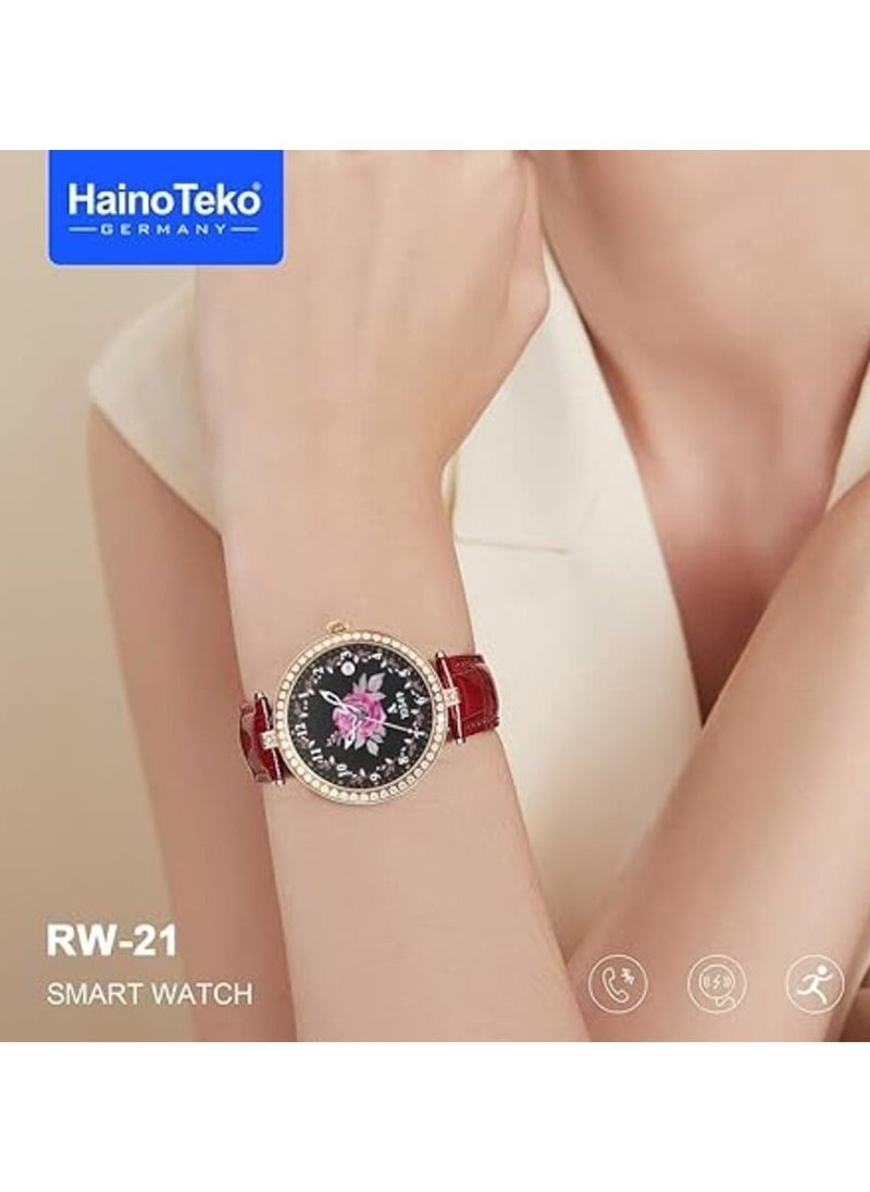 HainoTeko Stylish Smart Watch RW-21 for Girls and Women – Bluetooth Call, Elegant Design, Fitness Tracker, Heart Rate Monitor, Waterproof, Touchscreen, Compatible with iOS & Android - Image 2