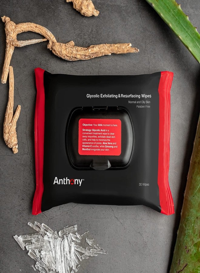 Anthony Glycolic Exfoliating & Resurfacing Wipes - Men’s Cleansing Face Cloths to Clean and Brighten Complexion - Gentle Pore Refining for Normal, Oily or Sensitive Skin - 30 Sheets per Bag - Image 3