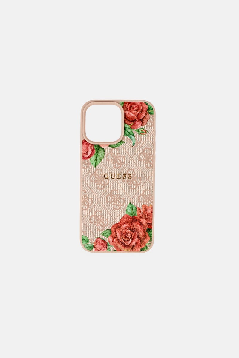 GUESS iPhone 16 Pro  Max 4G Hard Case With Roses Metal Logo, Multicolor - Image 1