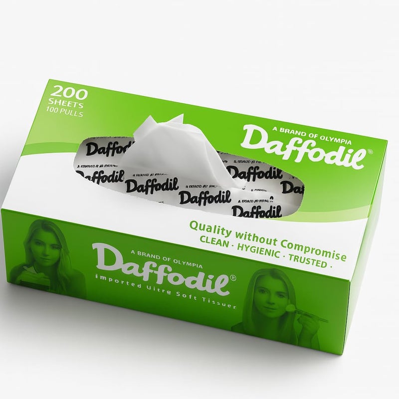 Daffodil 2 Ply Facial Tissue Carton Box Car Tissue Pack of 5 (100 Pulls Per Box, 200 Sheets) - Image 4