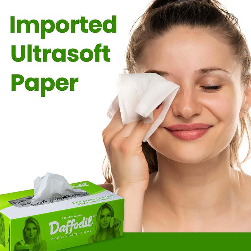 Daffodil 2 Ply Facial Tissue Carton Box Car Tissue Pack of 5 (100 Pulls Per Box, 200 Sheets) - Image 3