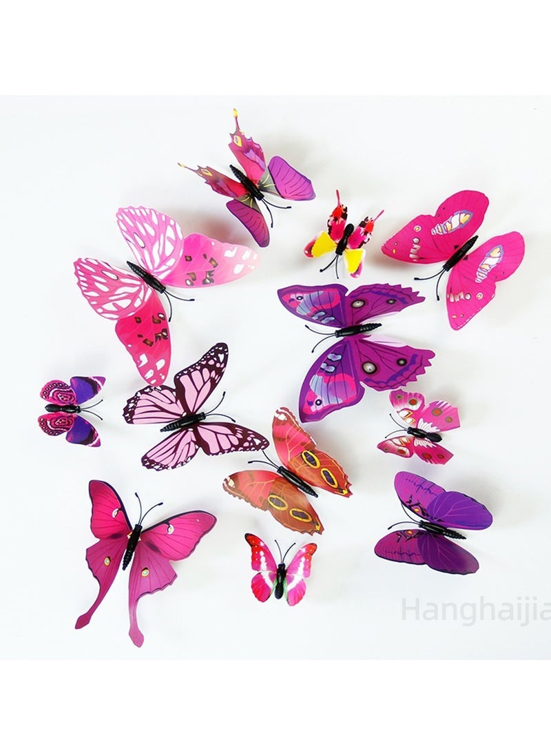 Hanghaijia 12PCS Butterfly 3d Wall Decals, Detachable Mural DIY Decals Suitable For Home And Kindergarten Wall Decoration  - Image 1
