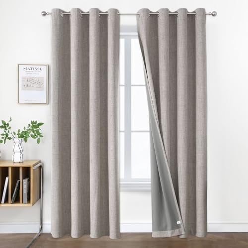 Joydeco Blackout Room Divider Curtains Extra Wide Sliding Door Drapes Living Room Curtains Greyish White 1 Panel 100W x 96L Inch Patio Door Drapes for Room Privacy