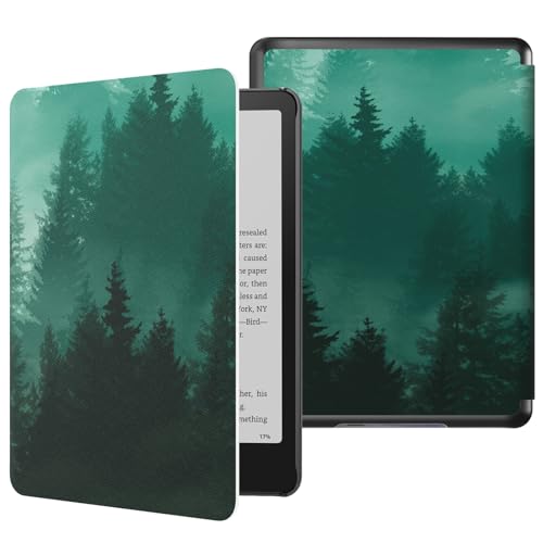 MoKo Case for All-new 7" Kindle Paperwhite 12th Gen 2024&Kindle Colorsoft Signature Edition 2024, Lightweight PU Protective Shell Cover with Auto Wake/Sleep for Kindle Paperwhite 2024, Green Forest - Image 1