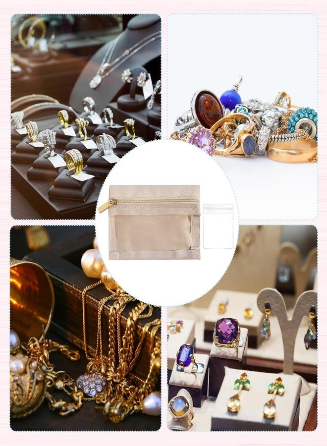 Lumevo Jewellery Organizer Pouch – Transparent Beige Zipper Pouch for Travel, Storage of Rings, Necklaces, Bracelets, and Gold Jewelry, Fashionable and Portable Jewelry Storage Solution - Image 5