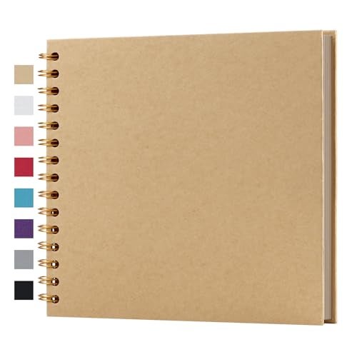 potricher 8 x 8 Inch DIY Scrapbook Album 40 Pages Hardcover Kraft Paper Scrap Book Photo Albums Memory Book for Wedding and Anniversary Family (Yellow, 8 Inch) - Image 1