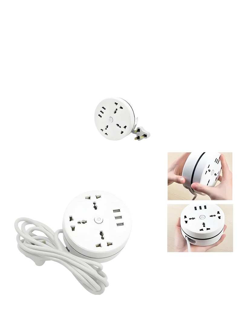 McDou Power Extension Cord with 3 USB Slots, 2500W 10A, Retractable Extension Cord with 1.8m Extension Cord and 3 Universal Sockets, Power Strip, Essentials for Cruise Travel/Home/Outdoors - Image 1