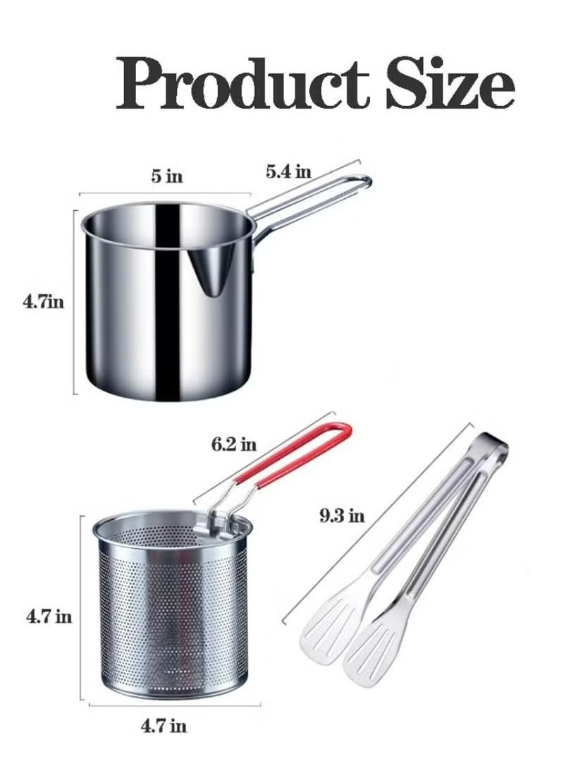 Oasisgalore - Deep Fryer Stainless,Frying Pot with Strainer Basket - Image 1