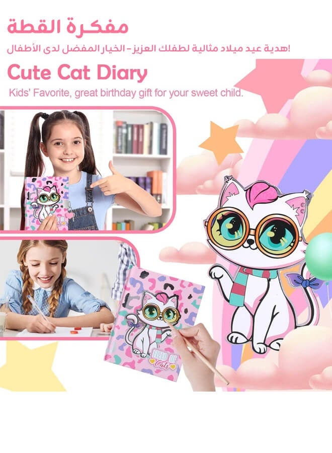 ريوليو مفكرة قطة للبنات مع قفل، طقم قرطاسية قطة مع دفتر أسرار، طوابع، أقلام، ودفتر يوميات – هدايا عيد ميلاد للبنات الصغيرات من عمر 5 إلى 10 سنوات - Image 3