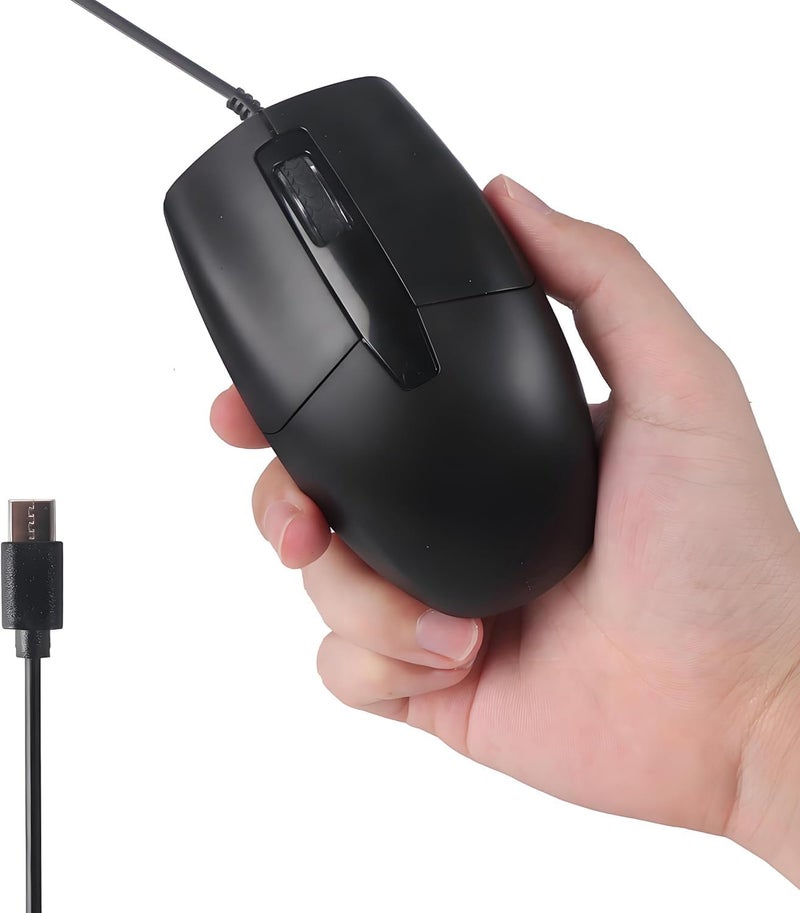 كاست ويف فأرة سلكية من نوع Type-C - توصيل وتشغيل، تصميم مريح مع إضاءة خلفية LED، دقة عالية، متوافقة مع أجهزة الكمبيوتر المحمولة والهواتف الذكية والأجهزة اللوحية، مثالية للاستخدام المكتبي والمنزلي - Image 1