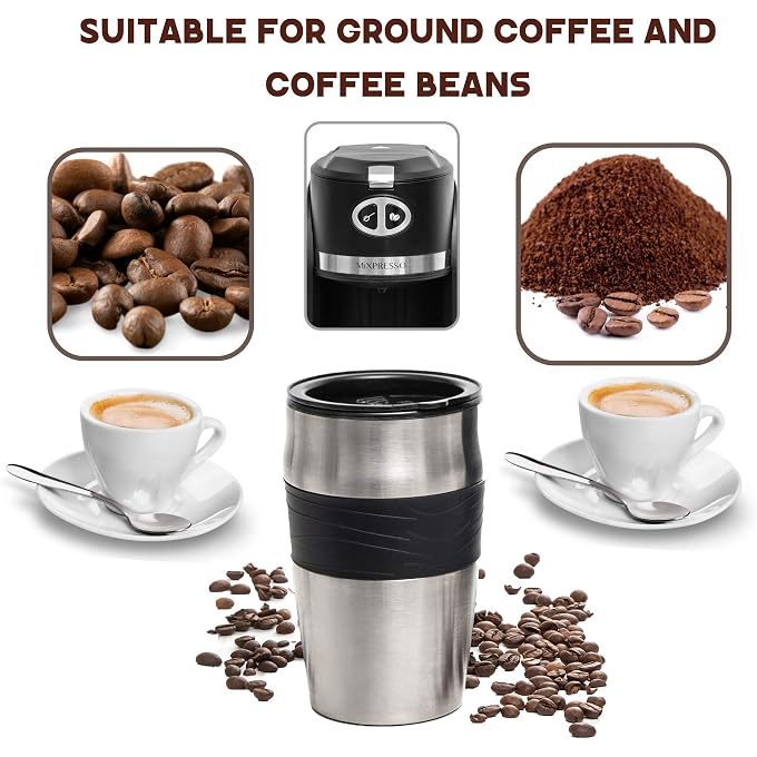 Mixpresso 2 in 1 Grind & Brew Automatic Personal Coffee Maker, Automatic Single Serve Coffee Maker with Grinder Built-In and 14oz Travel Mug, Auto Shut Off Function,Black Travel Coffee Maker - Image 3
