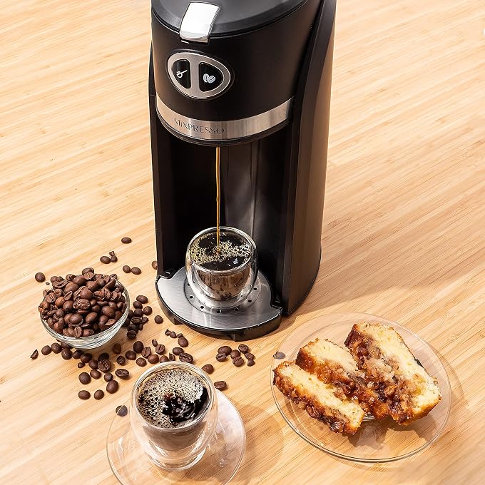 Mixpresso 2 in 1 Grind & Brew Automatic Personal Coffee Maker, Automatic Single Serve Coffee Maker with Grinder Built-In and 14oz Travel Mug, Auto Shut Off Function,Black Travel Coffee Maker - Image 2