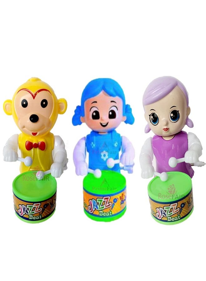 ROSEFAIR Cute Drummer Toy with Drumming and Dancing Action for Kids Baby Rattle Toys Set Toddler Kids Key-Operated Toys Kids (MON-BLUE-BABY-PAC-03) - Image 1