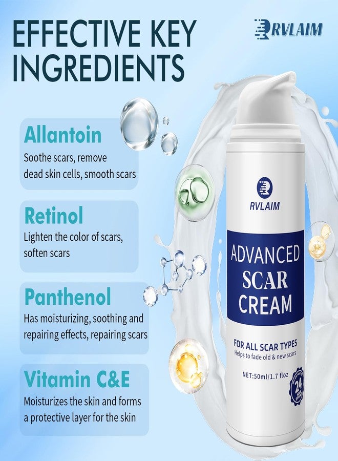 Rvlaim Scar Cream Gel, Advanced Silicone Scar Gel, Professional Scar Removal Cream for Surgical Scars, Stretch Mark, Keloid Bump, C-Section, Old and New Scars 1.7 oz(50g) - Image 2