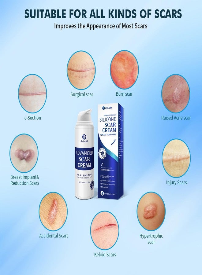 Rvlaim Scar Cream Gel, Advanced Silicone Scar Gel, Professional Scar Removal Cream for Surgical Scars, Stretch Mark, Keloid Bump, C-Section, Old and New Scars 1.7 oz(50g) - Image 4