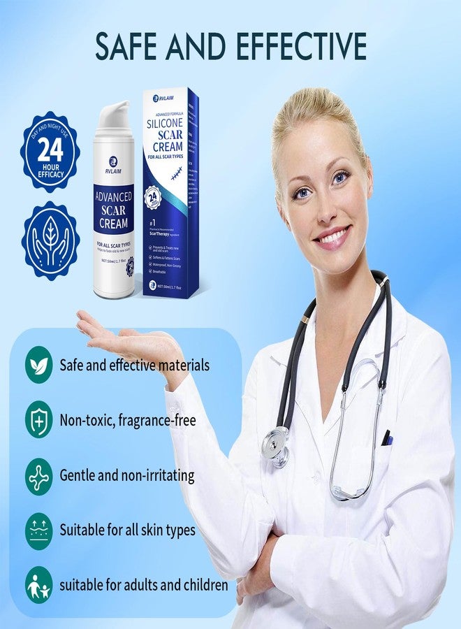 Rvlaim Scar Cream Gel, Advanced Silicone Scar Gel, Professional Scar Removal Cream for Surgical Scars, Stretch Mark, Keloid Bump, C-Section, Old and New Scars 1.7 oz(50g) - Image 3