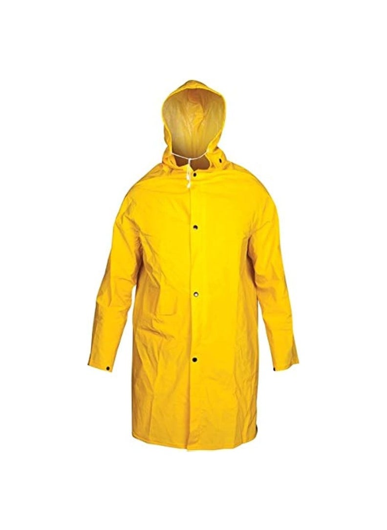KNP Waterproof Yellow Polyester Raincoat is Designed to Provide Maximum Protection from Rain and Wind Ensuring you Stay Dry and Comfortable in Wet Weather Conditions Made from Durable Polyester Material with a Waterproof Coating it is Lightweight Breathable and Ideal for Outdoor Activities Such as Hiking Cycling Fishing or Daily Commutes.