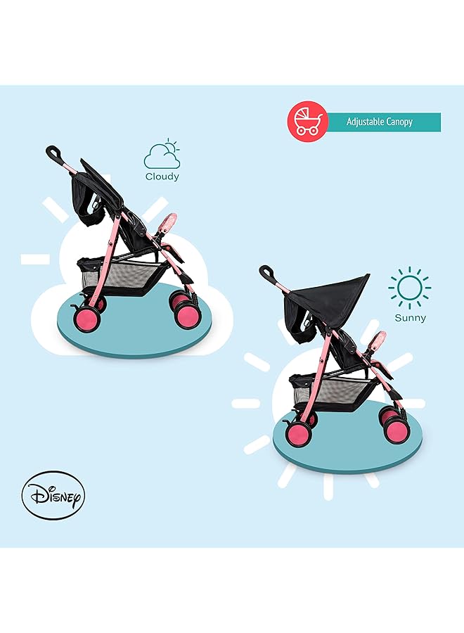 Minnie Mouse Lightweight Picnic Stroller + Storage Cabin 0 36 Months Compact Design Rear Breaks - Image 5