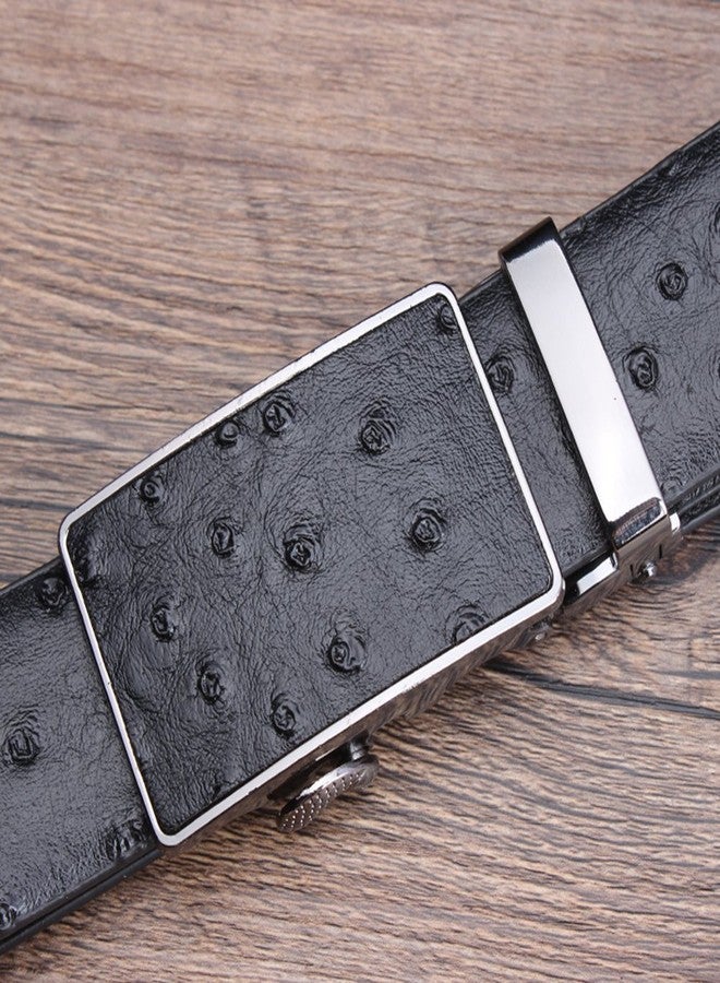 SIMU Men's Ostrich Skin Embossed Pattern Automatic Buckle Genuine Cow Leather Belts Ratchet Belt 35mm Wide 5 Color - Image 2