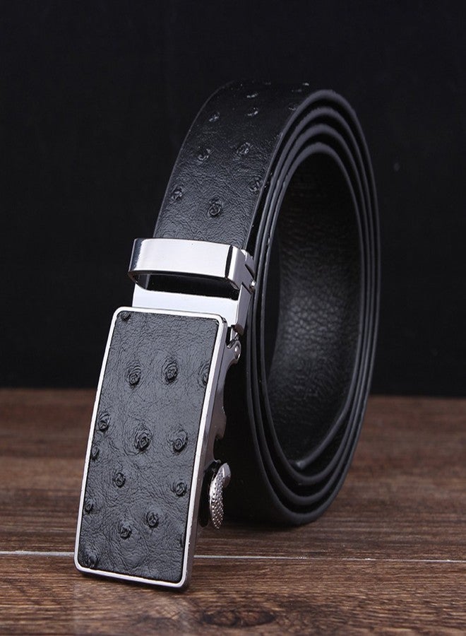 SIMU Men's Ostrich Skin Embossed Pattern Automatic Buckle Genuine Cow Leather Belts Ratchet Belt 35mm Wide 5 Color - Image 4