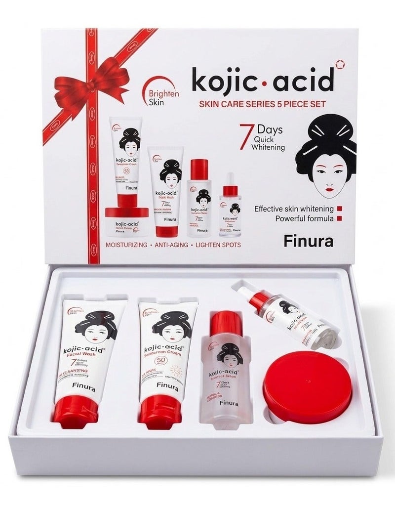 Finura kojic Acid Skin Care Moisturizing And Anti Aging And Lighten Spots 5 Piece Set - Image 1
