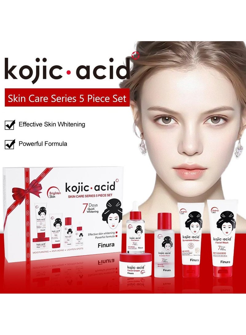Finura kojic Acid Skin Care Moisturizing And Anti Aging And Lighten Spots 5 Piece Set - Image 3