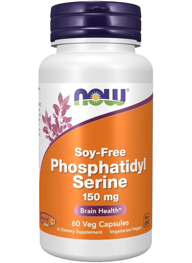 now NOW Supplements, Soy-Free Phosphatidyl Serine (150mg), Brain Health*, 60 Veg Capsules  - Image 1