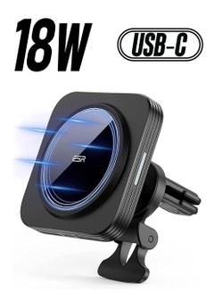 MagSafe Car Charger, Fast Charging for HaloLock, Magnetic Wireless Car Charger, Air Vent Mount Compatible with Caseless iPhone 14/13/12 Series Phones and Magnetic Cases, Black