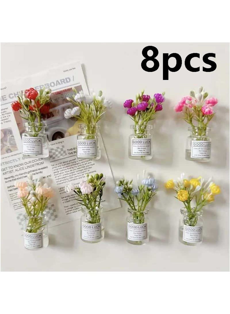 8 Pieces Vase Flower Fridge Magnets, Flower Magnets, Whiteboard Magnets for Office, Home and Kitchen - Image 1